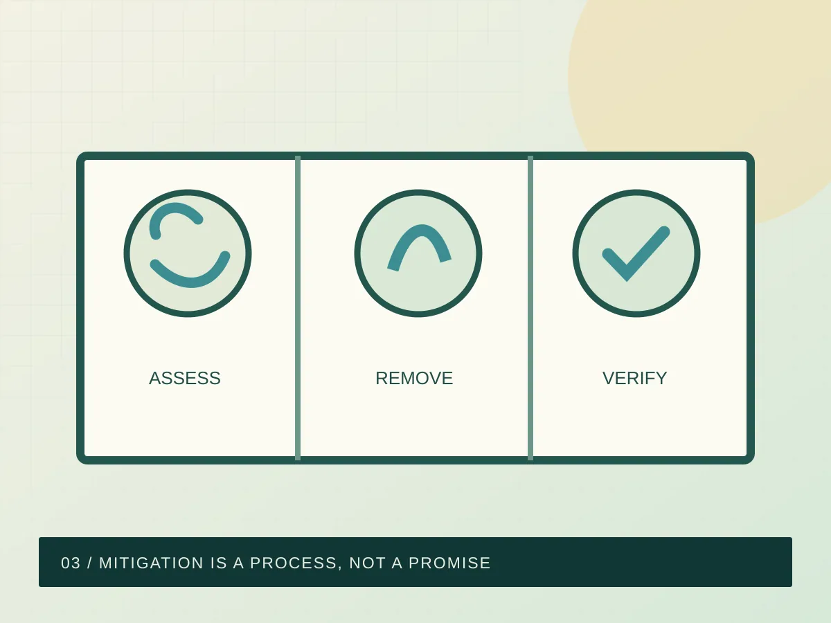 Illustration of assessment, extraction and monitored drying as separate steps